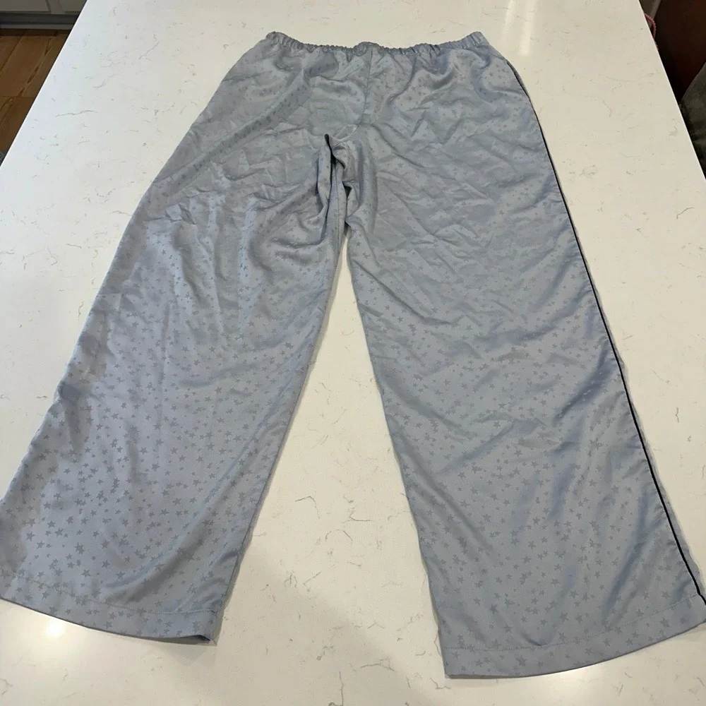 Victoria's Secret Blue Star Satin Wide Leg Pajama Pants Large Lounge Sleepwear
